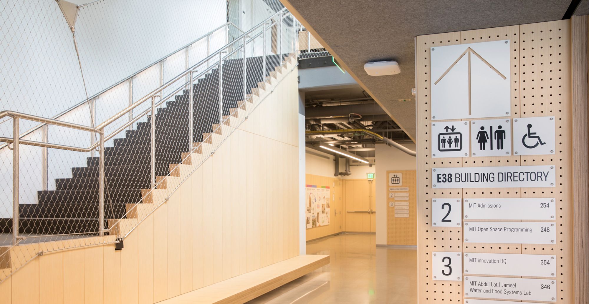 Image of stairs in new welcome center.